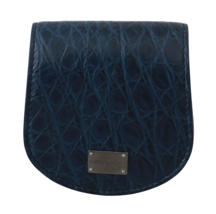 Dolce & Gabbana Blauer Taschenhalter Geldbörse Blau Exotische Haut Kondom Etui