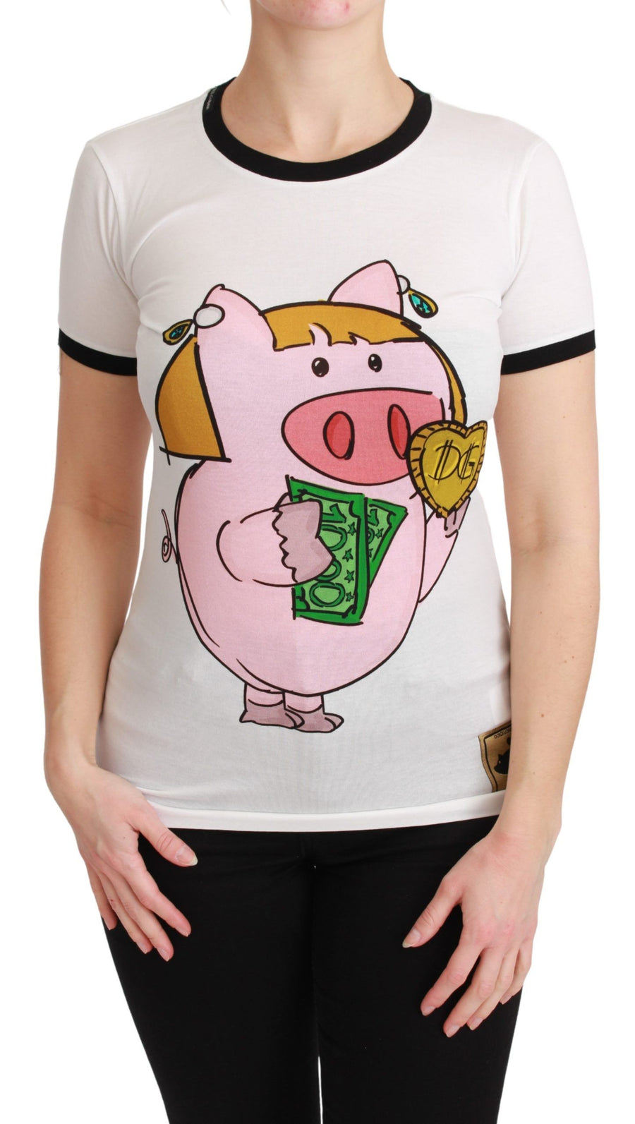 Dolce & Gabbana White YEAR OF THE PIG Cotton T-Shirt
