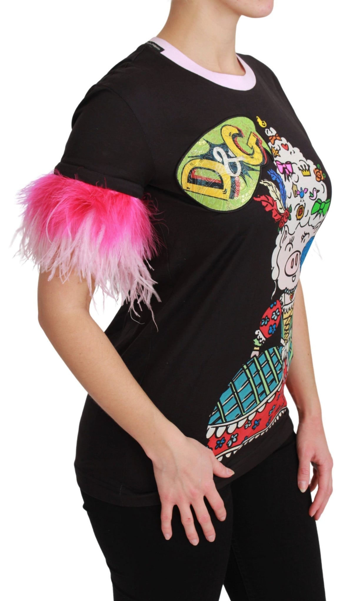 Dolce & Gabbana Black YEAR OF THE PIG Cotton T-Shirt