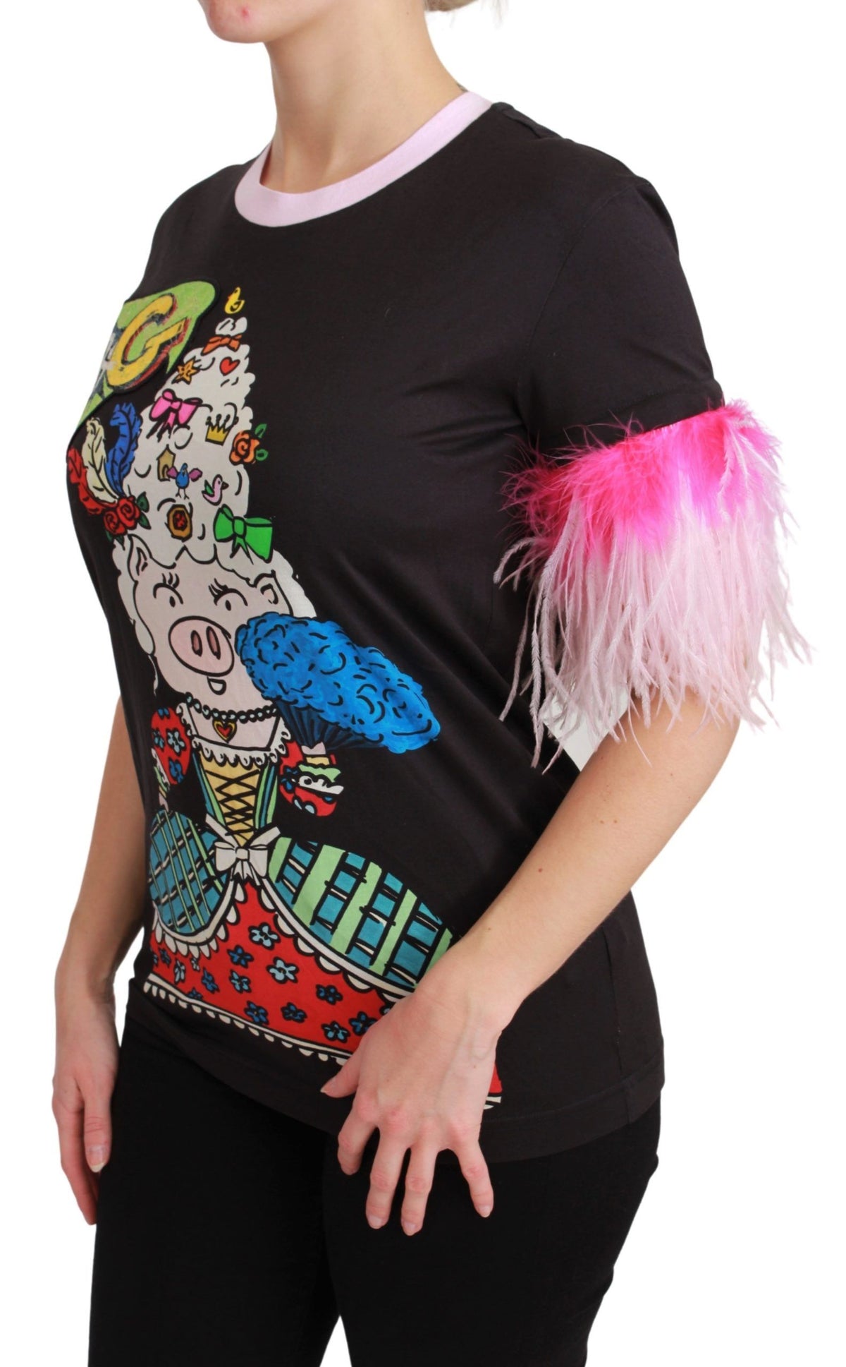 Dolce & Gabbana Black YEAR OF THE PIG Cotton T-Shirt