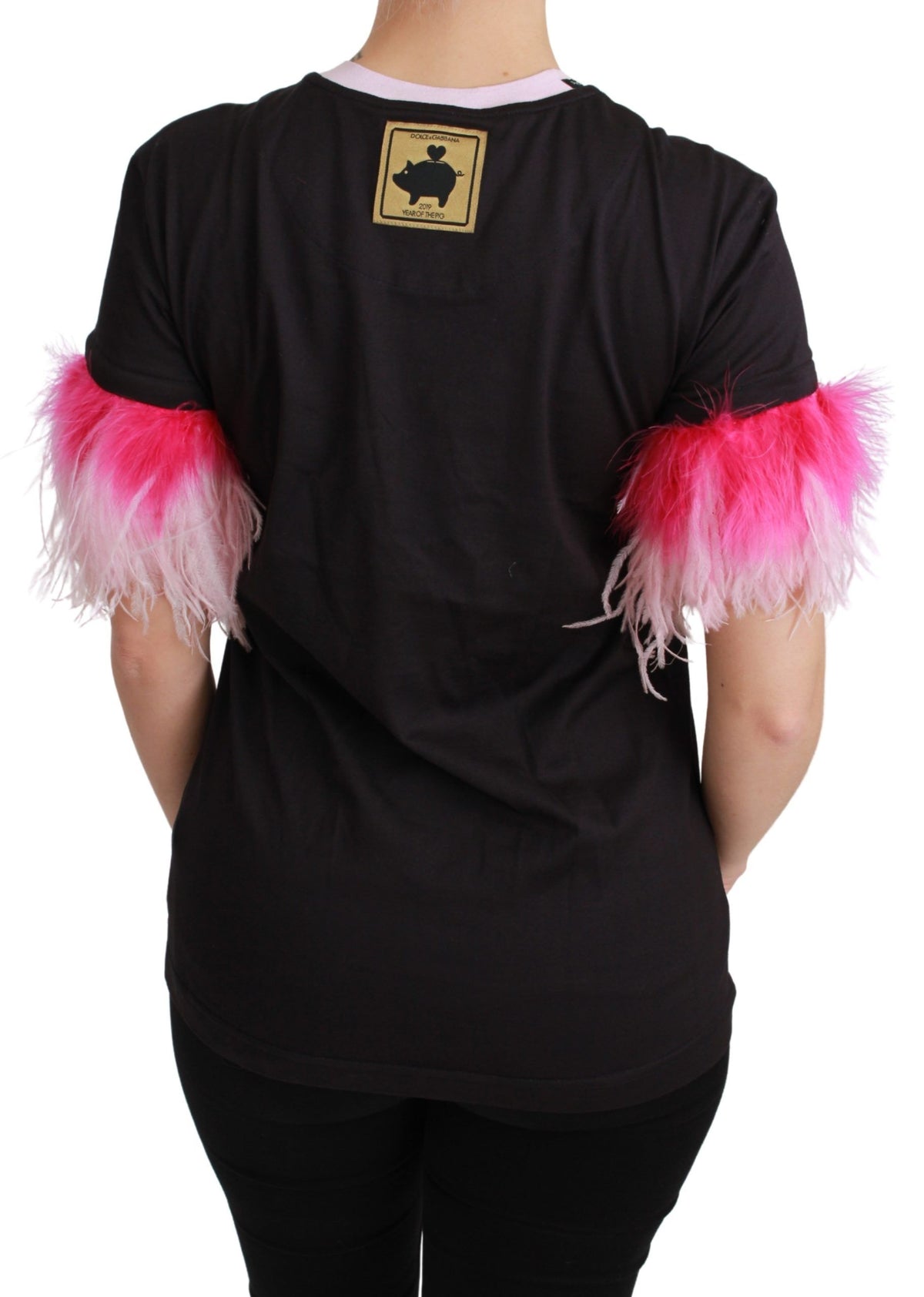 Dolce & Gabbana Black YEAR OF THE PIG Cotton T-Shirt