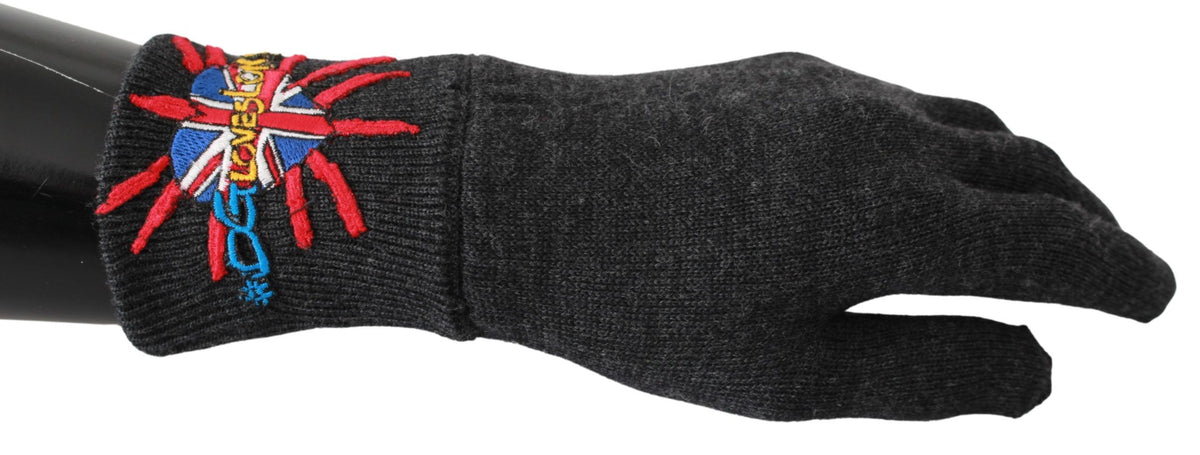 Dolce & Gabbana Grey Embroidered Wool Gloves #DGLovesLondon