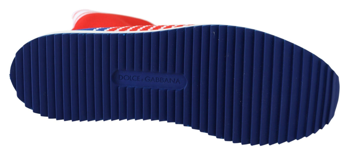 Dolce & Gabbana Blau Rot Sorrento Logo Turnschuhe Socken Schuhe