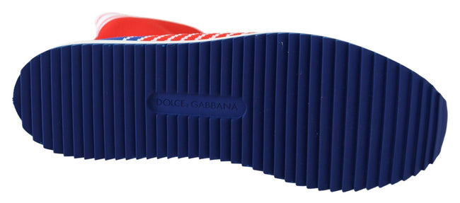 Dolce & Gabbana Blau Rot Sorrento Logo Turnschuhe Socken Schuhe