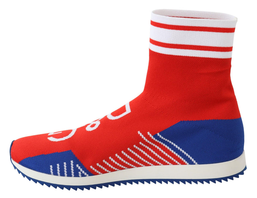 Dolce & Gabbana Blau Rot Sorrento Logo Turnschuhe Socken Schuhe