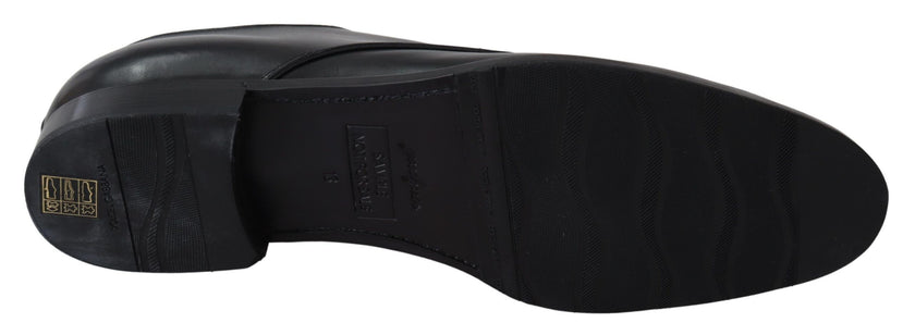 Dolce & Gabbana Schwarzes Leder SARTORIA Handgefertigte Schuhe