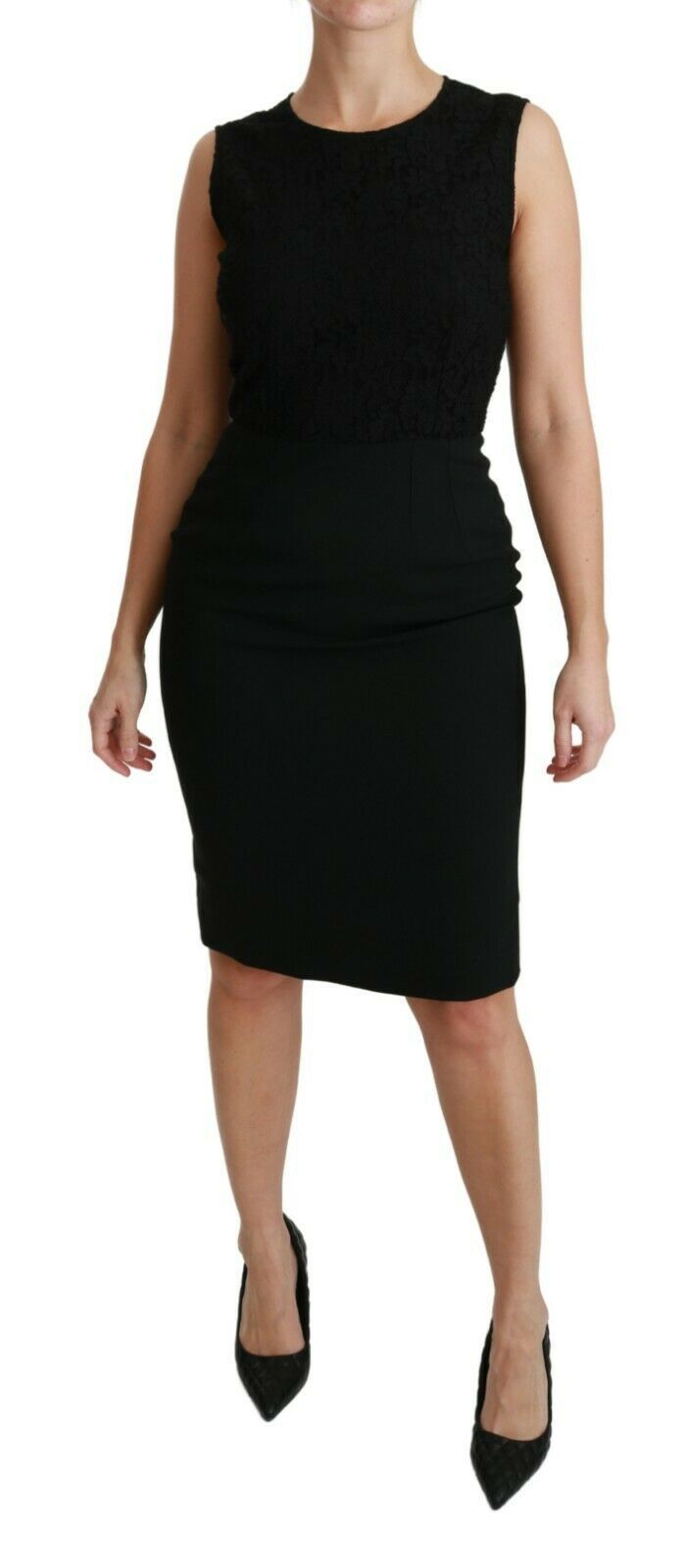 Dolce & Gabbana Black Floral Lace Sheath Dress