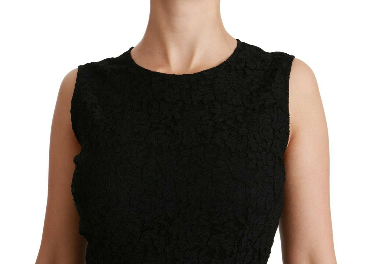 Dolce & Gabbana Black Floral Lace Sheath Dress