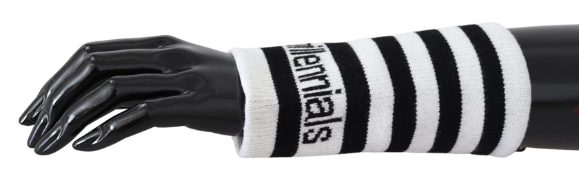 Dolce & Gabbana Schwarz Weiß Wolle DGMillennials Wristband Wrap