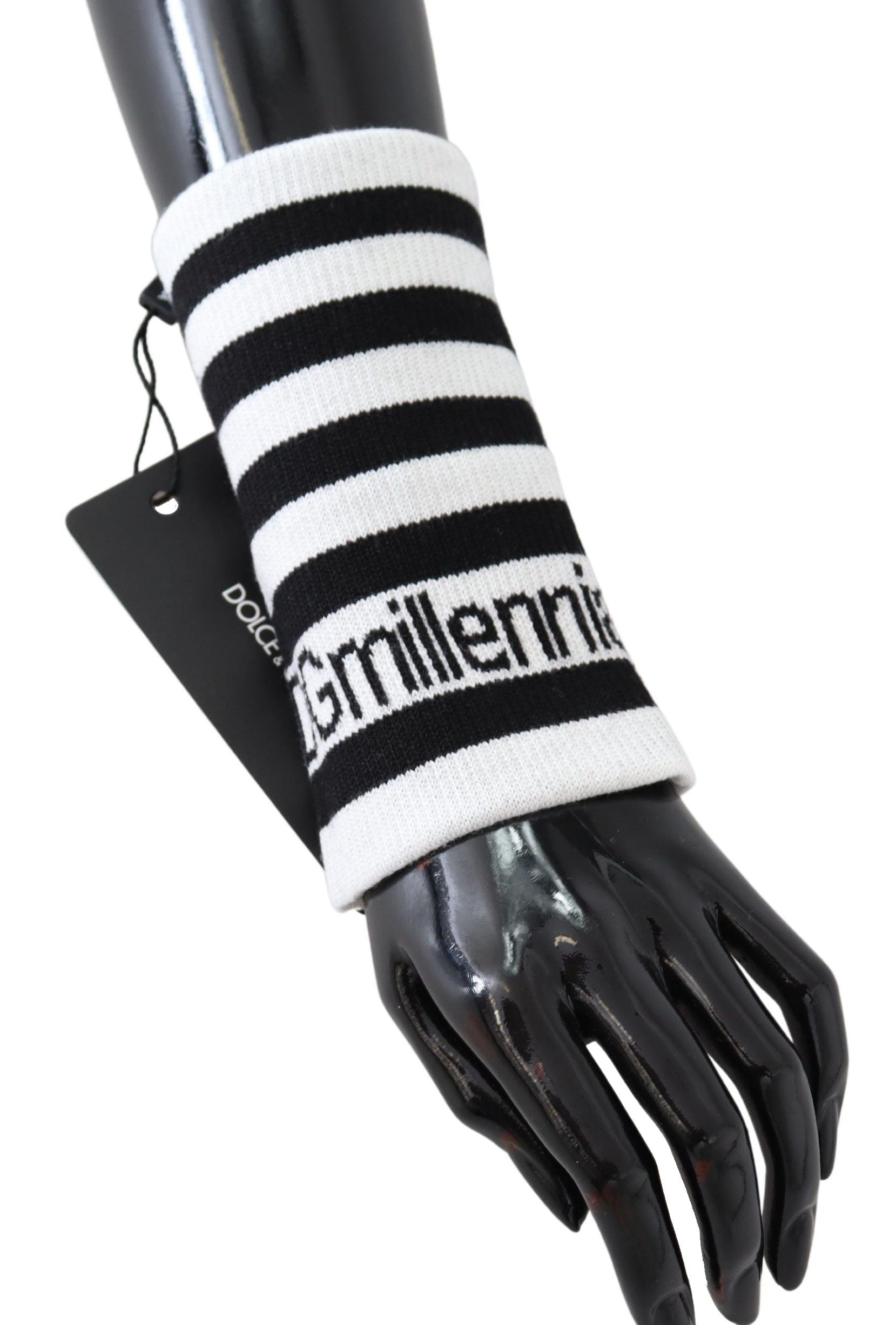 Dolce & Gabbana Schwarz Weiß Wolle DGMillennials Wristband Wrap