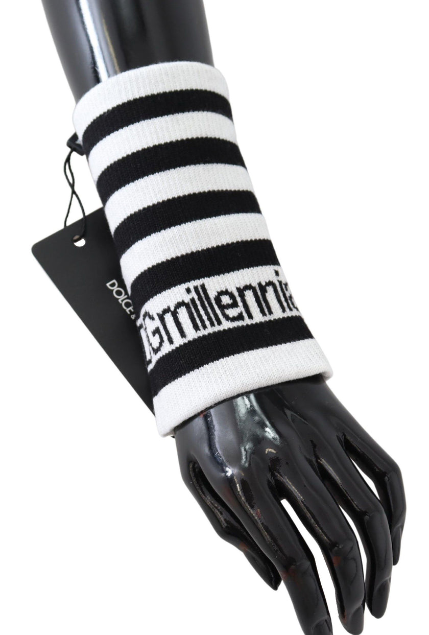 Dolce & Gabbana Schwarz Weiß Wolle DGMillennials Wristband Wrap