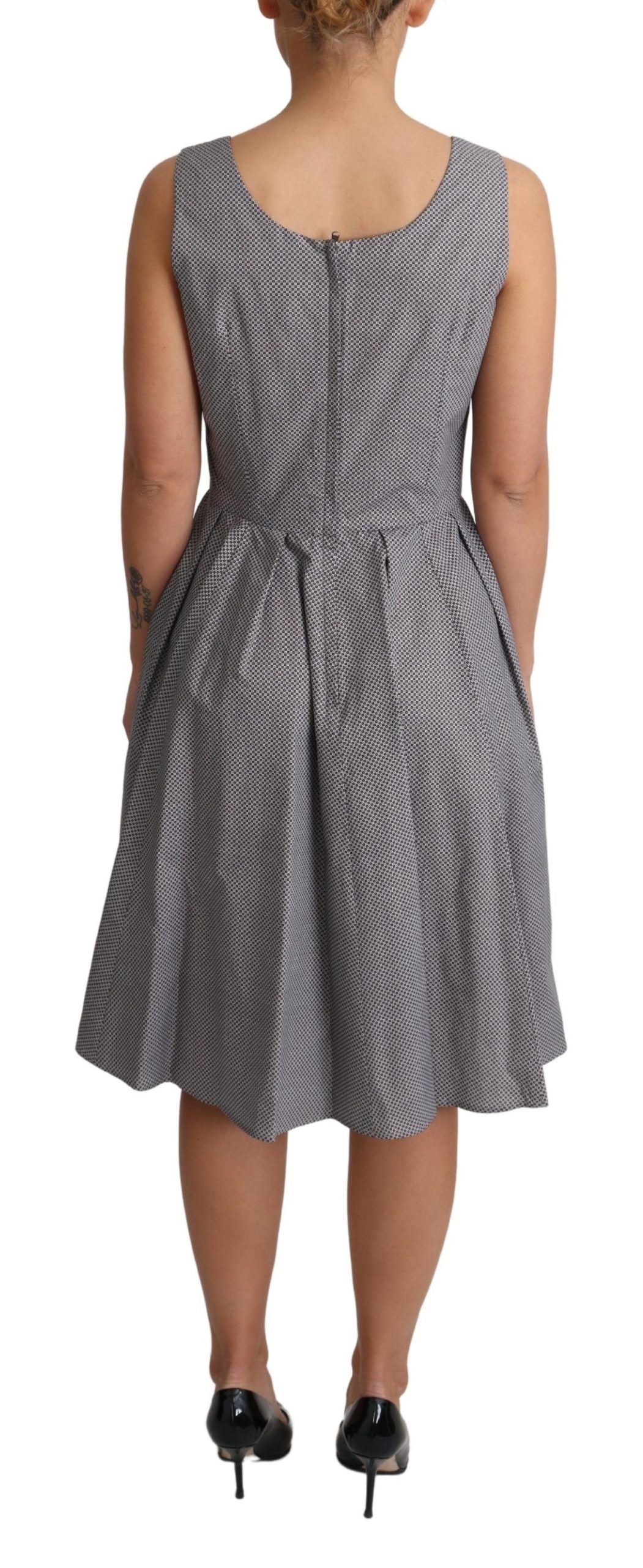 Dolce & Gabbana Blue and Beige Geometric Cotton A-Line Dress