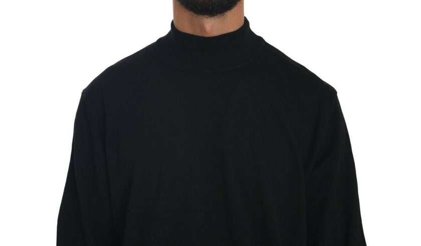 MILA SCHÖN Schwarzer Rollkragenpullover Top Schurwollpullover