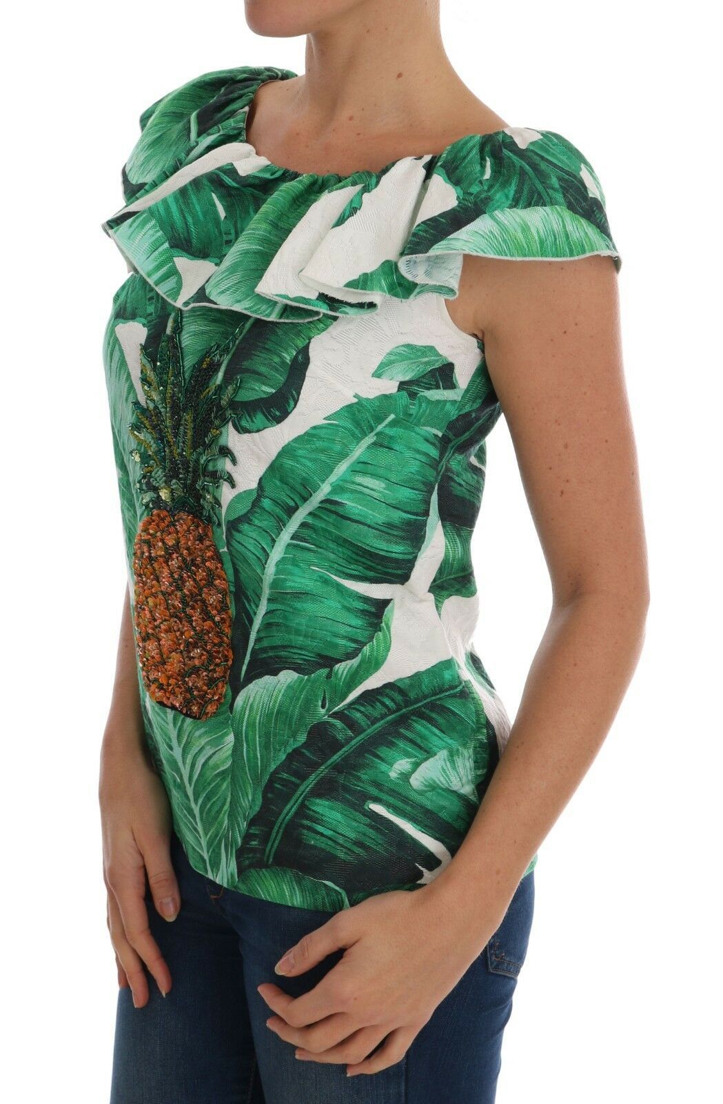 Dolce & Gabbana Pineapple Banana Sequin Blouse T-Shirt
