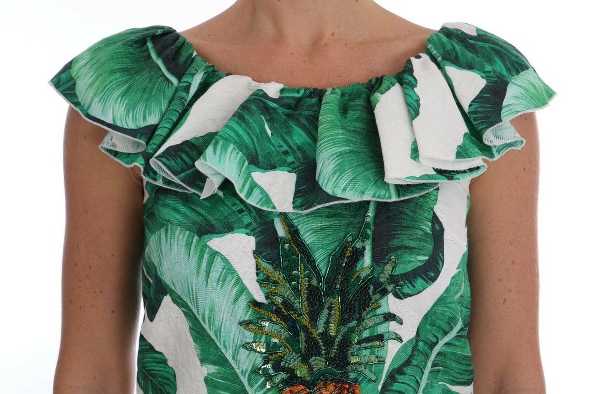 Dolce & Gabbana Pineapple Banana Sequin Blouse T-Shirt