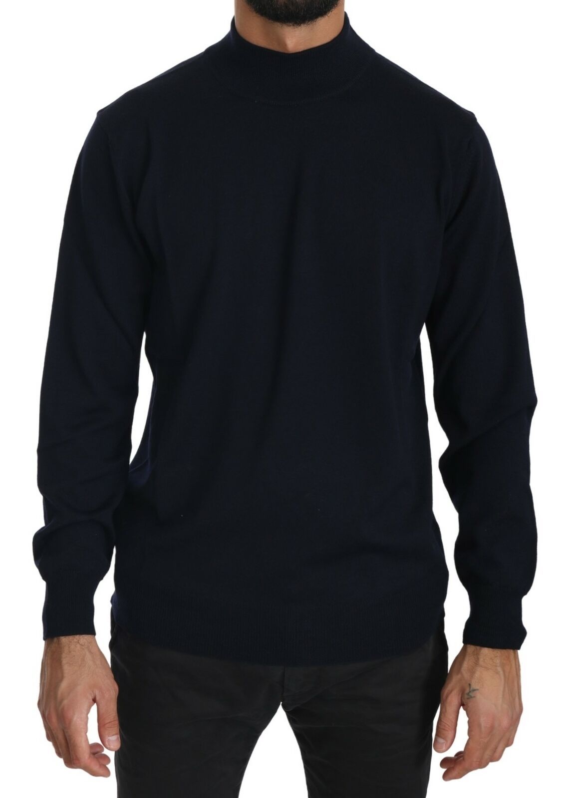 MILA SCHÖN Dunkelblauer Pullover mit Rundhalsausschnitt aus 100% Wolle