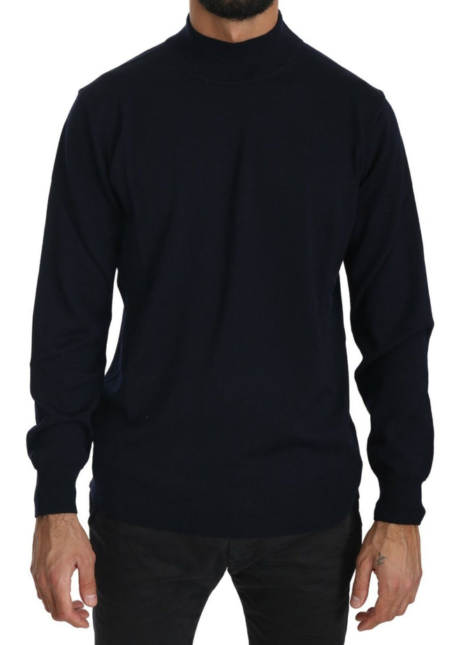 MILA SCHÖN Dunkelblauer Pullover mit Rundhalsausschnitt aus 100% Wolle
