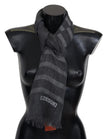 Missoni Grauer gestreifter Wollschal Unisex Halswickel Fransenschal