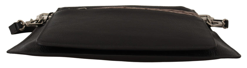 Dolce & Gabbana Schwarzes Exotenleder Schulterriemen Alta Sartoria Tasche