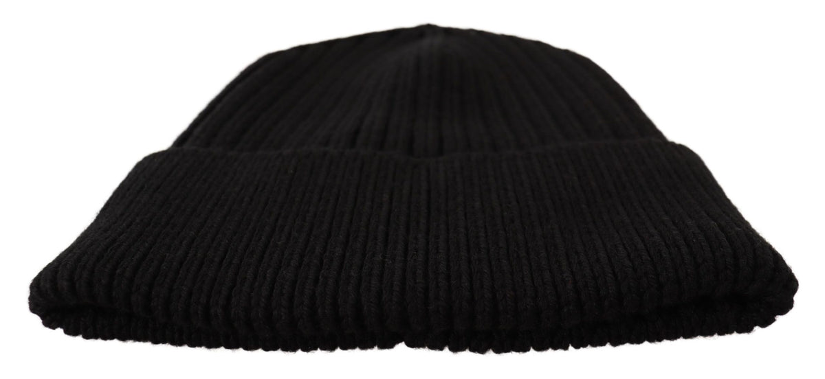 Dolce & Gabbana Schwarzer Wollstrick Damen Wintermütze