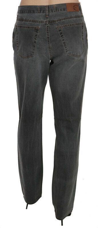 Just Cavalli Grey Washed Mid Waist Straight Denim Pants Jeans