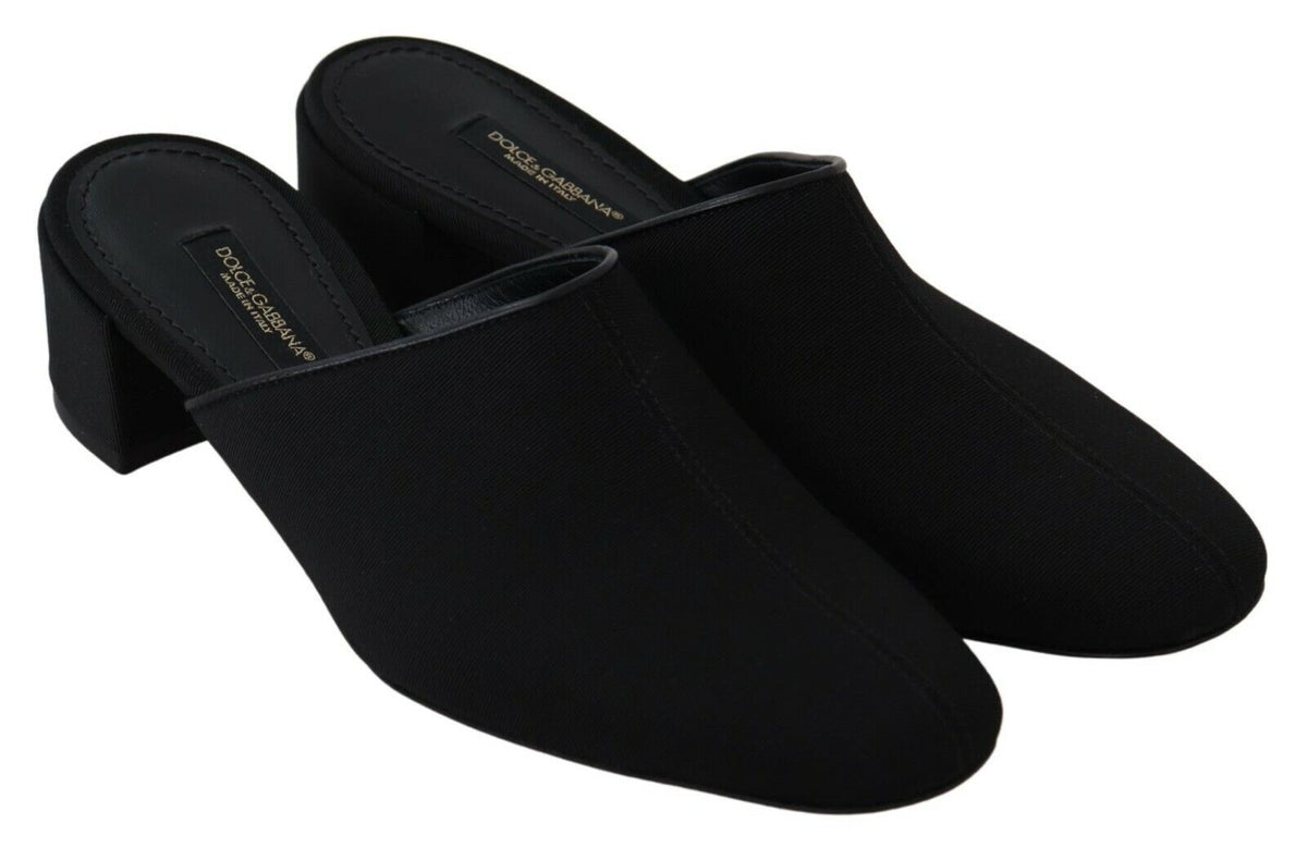 Dolce & Gabbana Schwarze Grosgrain-Sandalen Sandalen Frauen Schuhe