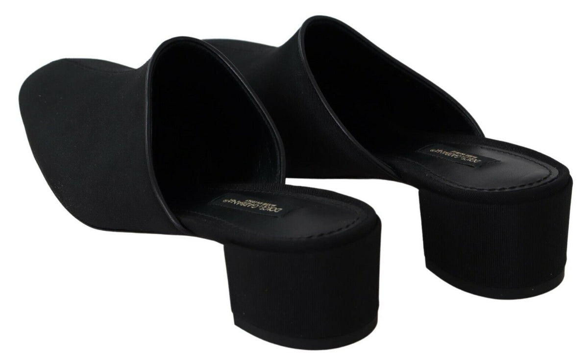 Dolce & Gabbana Schwarze Grosgrain-Sandalen Sandalen Frauen Schuhe