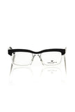 Schwarze Frankie Morello Herren-Brille aus Acetat mit geometrischem Muster und farbigen Bügeln