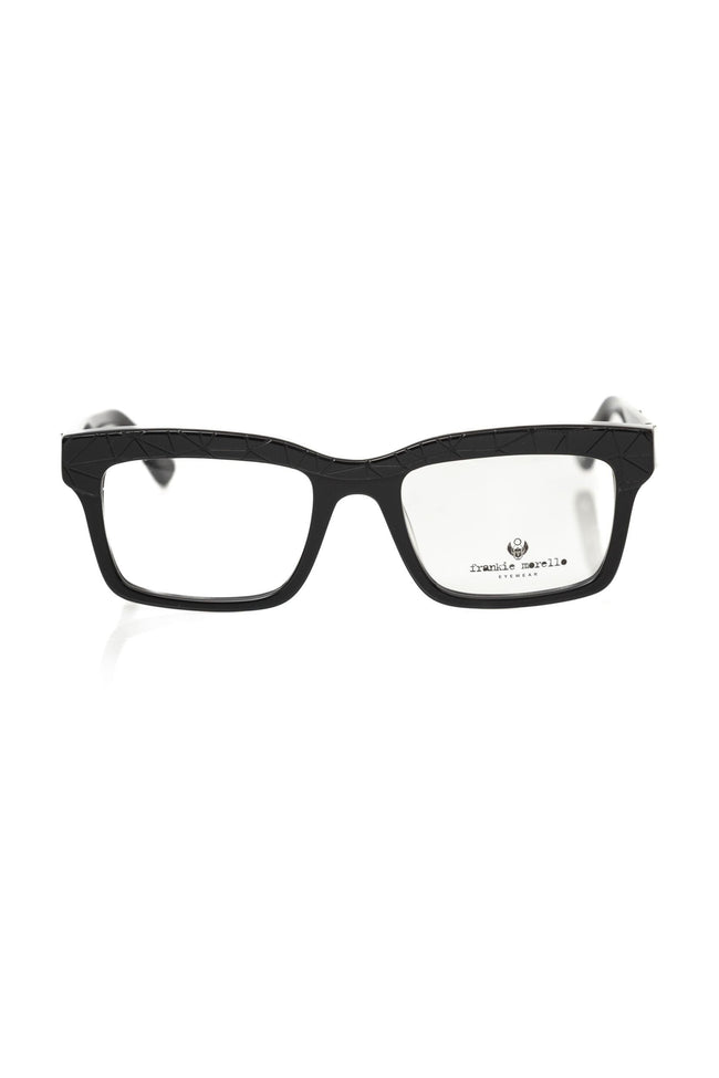 Frankie Morello schwarze Wayfarer Herren-Brille aus Acetat mit geometrischem Muster