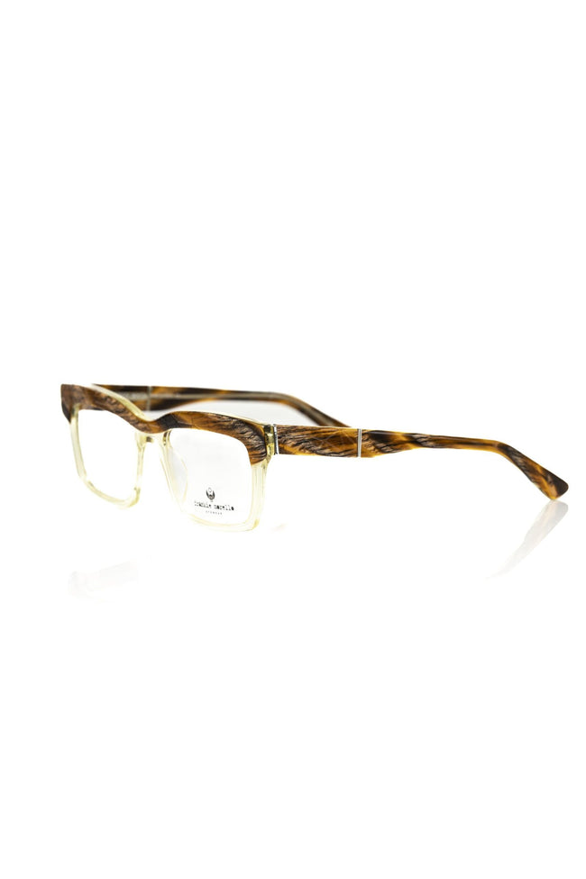 Frankie Morello braune Herrenbrille aus Acetat mit Clubmaster-Design und Havana-Oberprofil