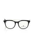 Schwarze Frankie Morello Herrenbrille aus Acetat mit geometrischem Muster und Wayfarer-Design