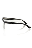 Schwarze Frankie Morello Herren-Brille aus transparentem Acetat mit geometrischem Muster
