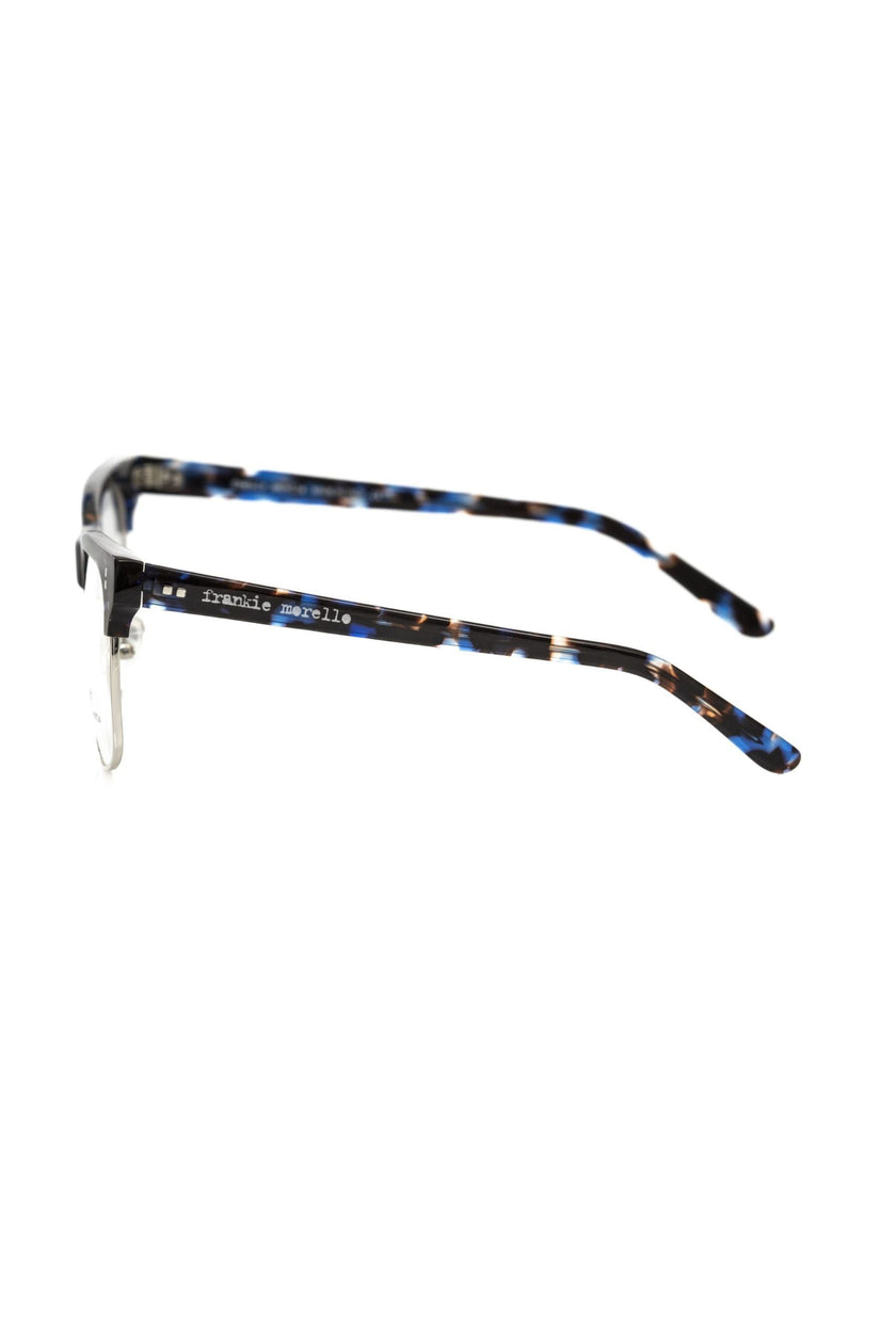 Frankie Morello Herrenbrille mit blauem Metallrahmen und Clubmaster-Design aus Italien