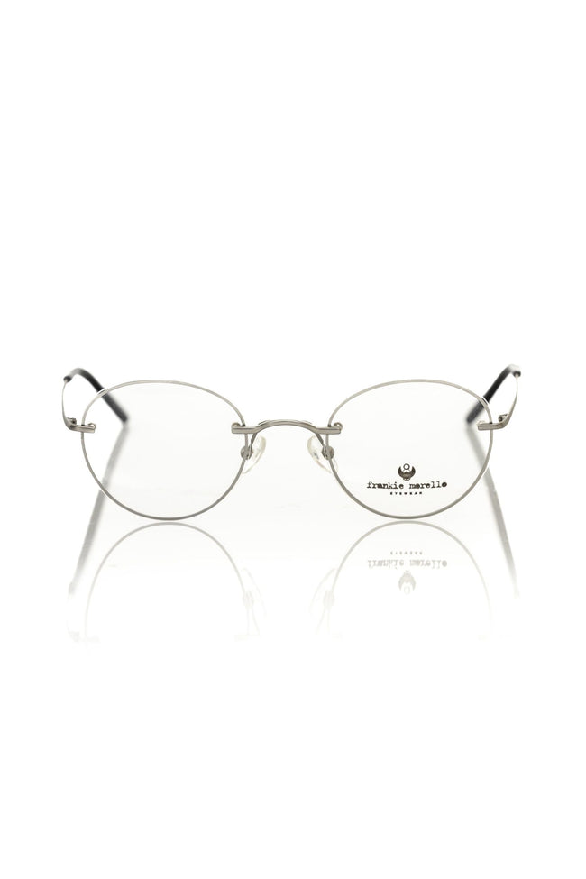 Frankie Morello silberne Herrenbrille mit rundem Metallrahmen im modernen Look