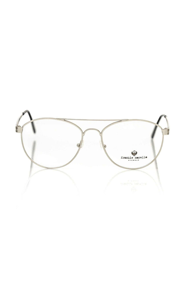 Frankie Morello silberne Pilotenbrille aus Metallfasern unisex elegant