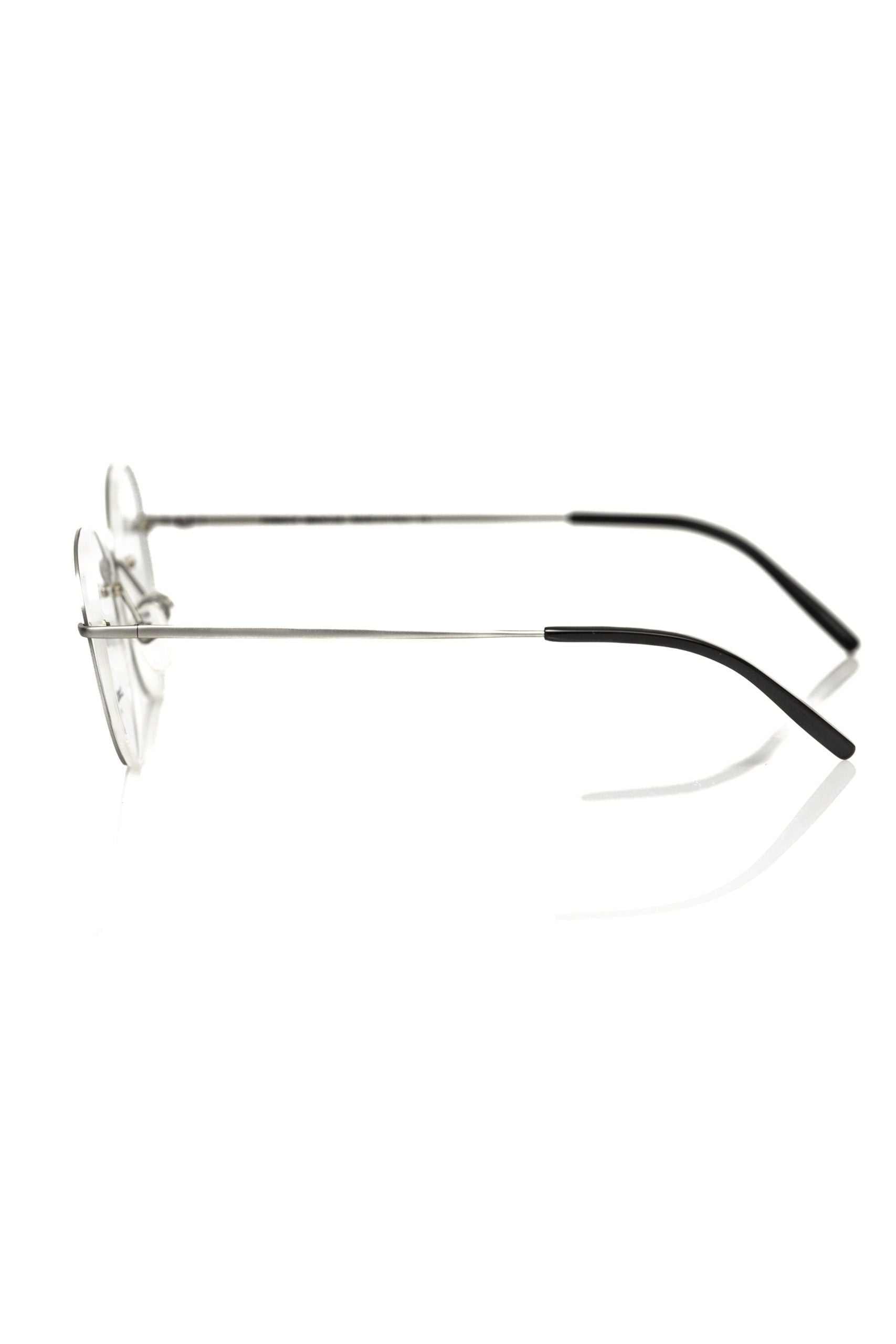 Frankie Morello Silberne Herrenbrille im Metallic-Look