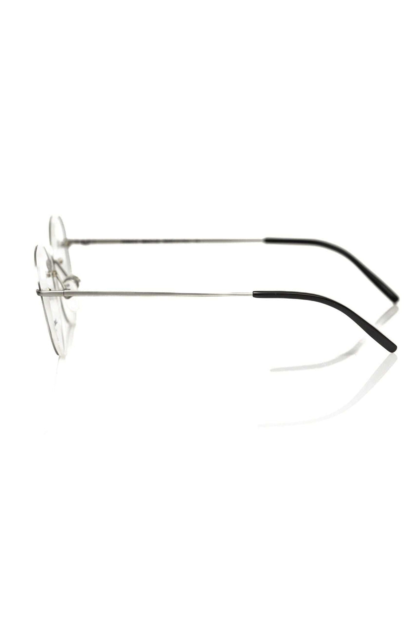 Frankie Morello Silberne Herrenbrille im Metallic-Look
