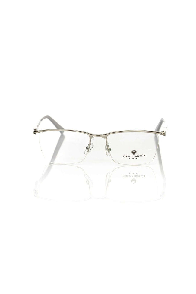 Frankie Morello silberne Herrenbrille im Metallic-Look mit Clubmaster-Design und Havana-Bügeln