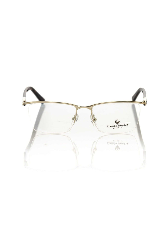 Frankie Morello goldfarbene Clubmaster Herrenbrille mit Havana-Bügel und elegantem Metallgestell
