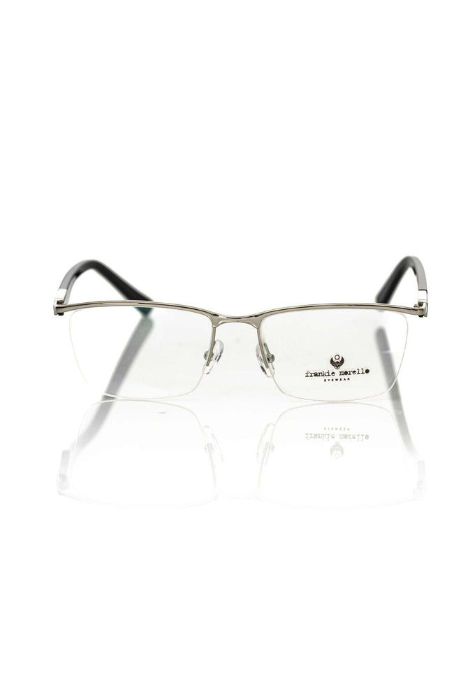 Frankie Morello schwarze Metallbrille für Herren im Clubmaster-Stil mit elegantem Design und Logo