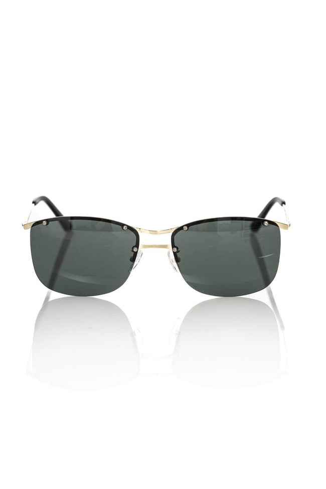 Frankie Morello Sonnenbrille Herren schwarzer Metallfaserrahmen elegante schwarze Gläser