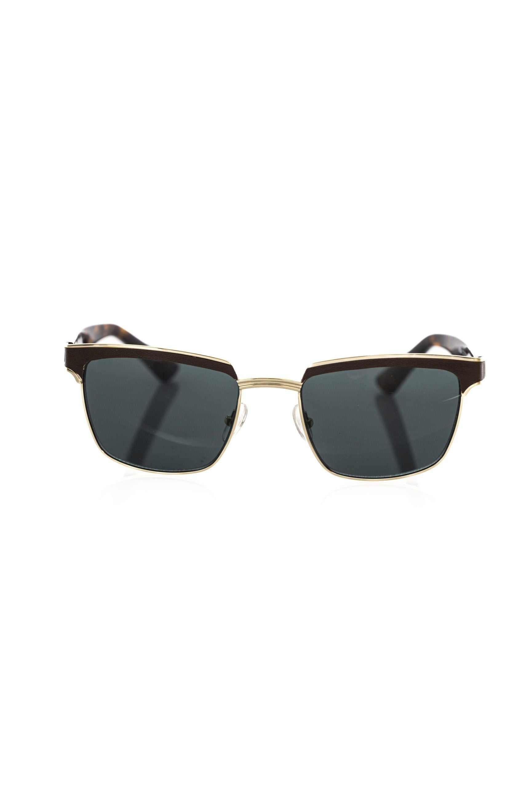 Frankie Morello braune Clubmaster Sonnenbrille aus Metallfaser mit blauen Gläsern in Italien gefertigt