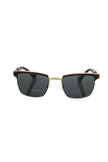 Frankie Morello braune Clubmaster Sonnenbrille aus Metallfaser mit blauen Gläsern in Italien gefertigt