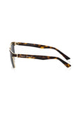 Frankie Morello braune Metall-Sonnenbrille für Herren mit blauen Gläsern und Leder-Clubmaster-Design aus Italien