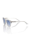 Weiße Frankie Morello Herren-Sonnenbrille aus Acetat im klassischen Wayfarer-Design mit bläulichen UV400-Gläsern