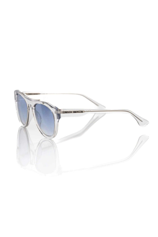 Weiße Frankie Morello Herren-Sonnenbrille aus Acetat im klassischen Wayfarer-Design mit bläulichen UV400-Gläsern