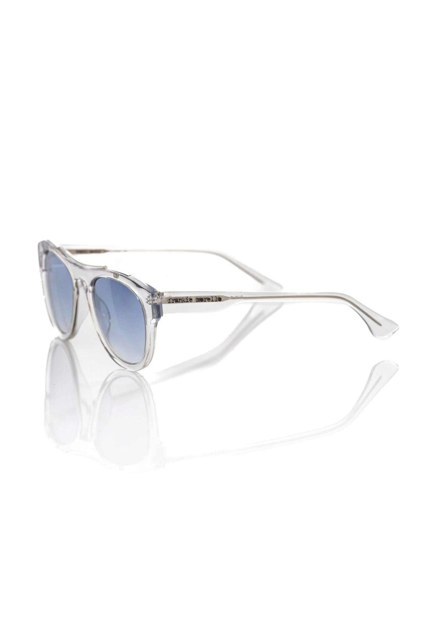 Weiße Frankie Morello Herren-Sonnenbrille aus Acetat im klassischen Wayfarer-Design mit bläulichen UV400-Gläsern