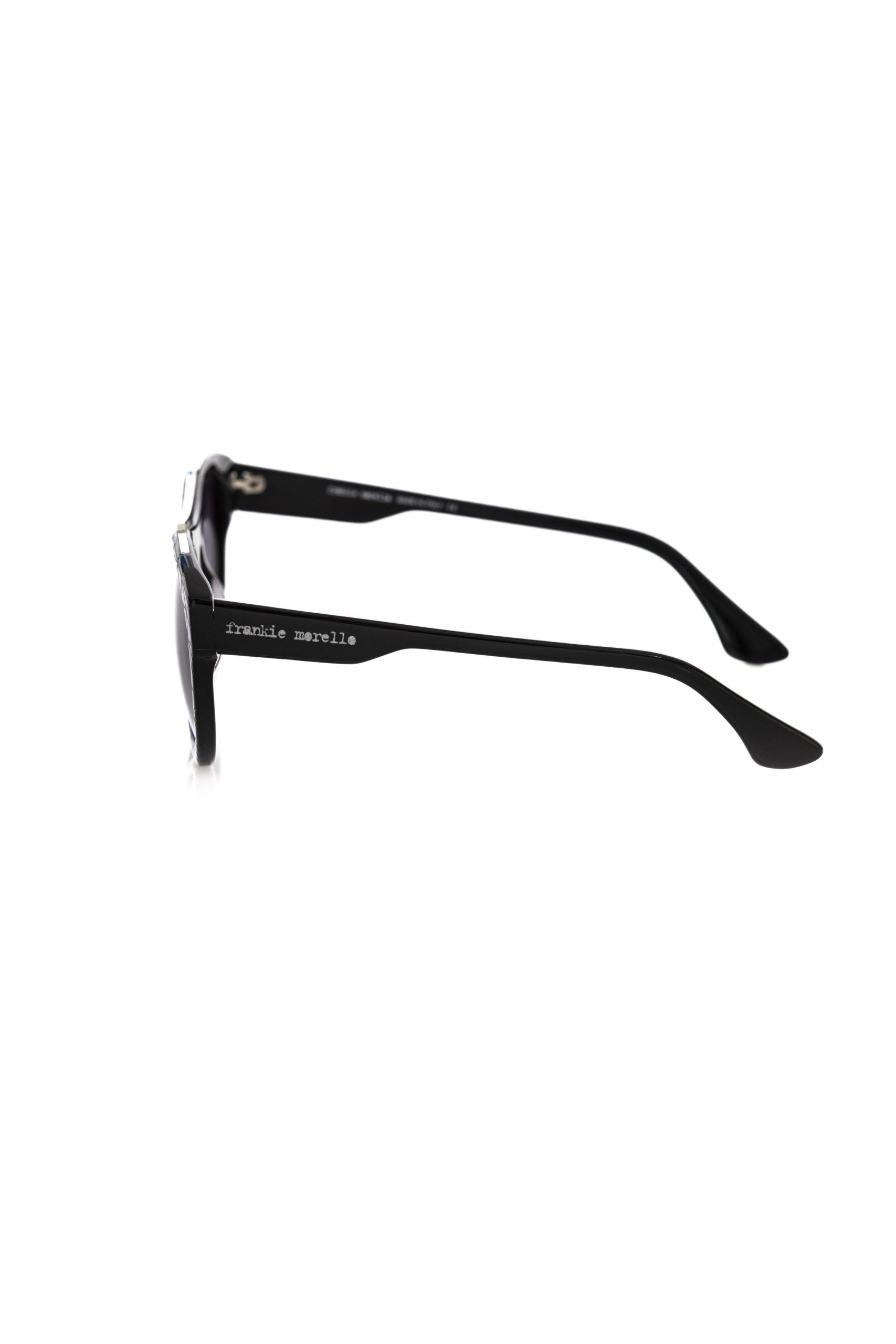 Frankie Morello schwarze Herren-Sonnenbrille aus Acetat mit geometrischem Muster und UV-Schutz
