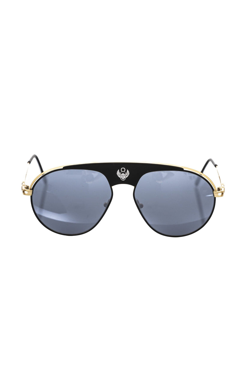 Frankie Morello Schwarze Herren-Sonnenbrille mit Metallrahmen