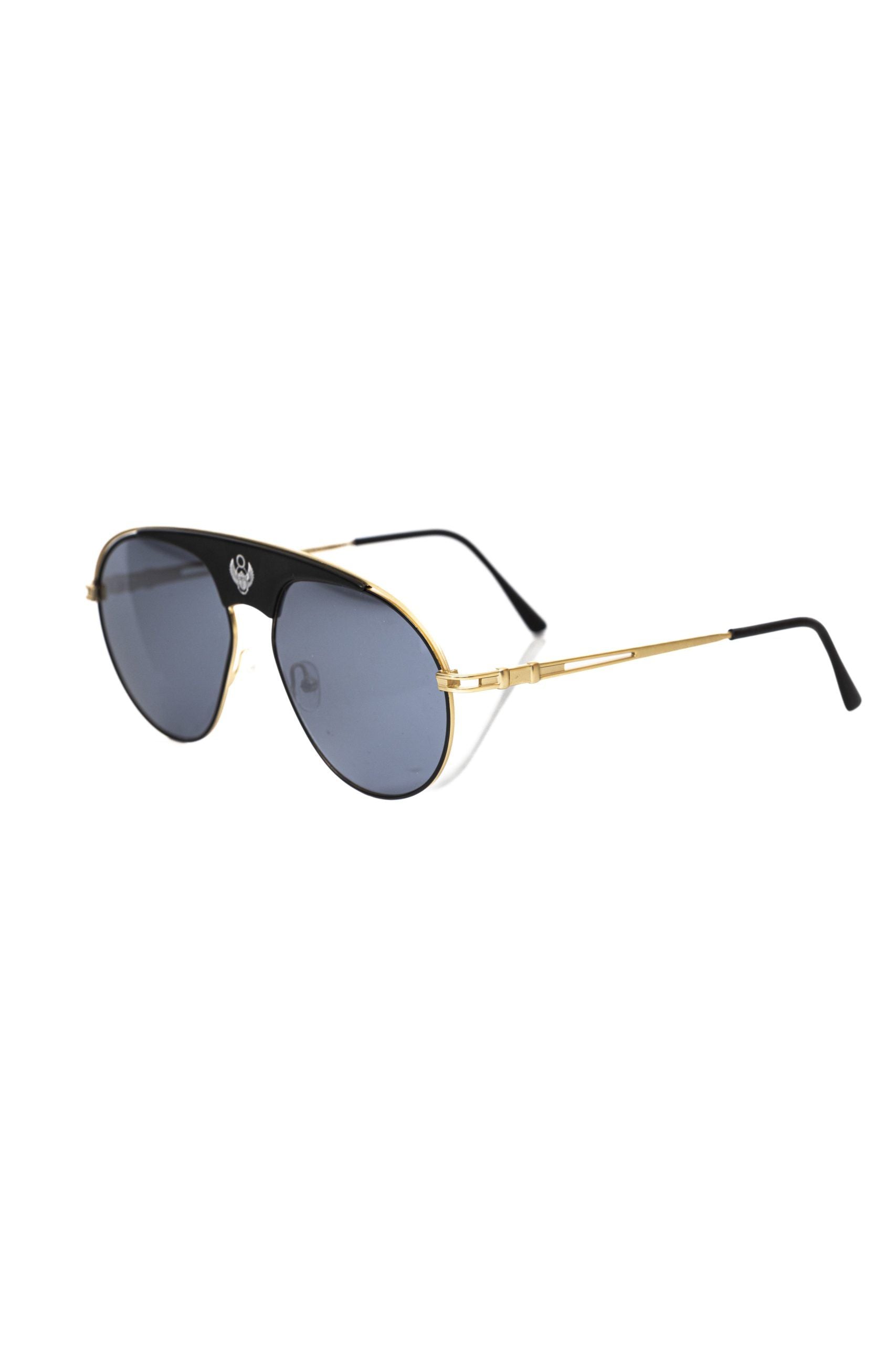 Frankie Morello Schwarze Herren-Sonnenbrille mit Metallrahmen
